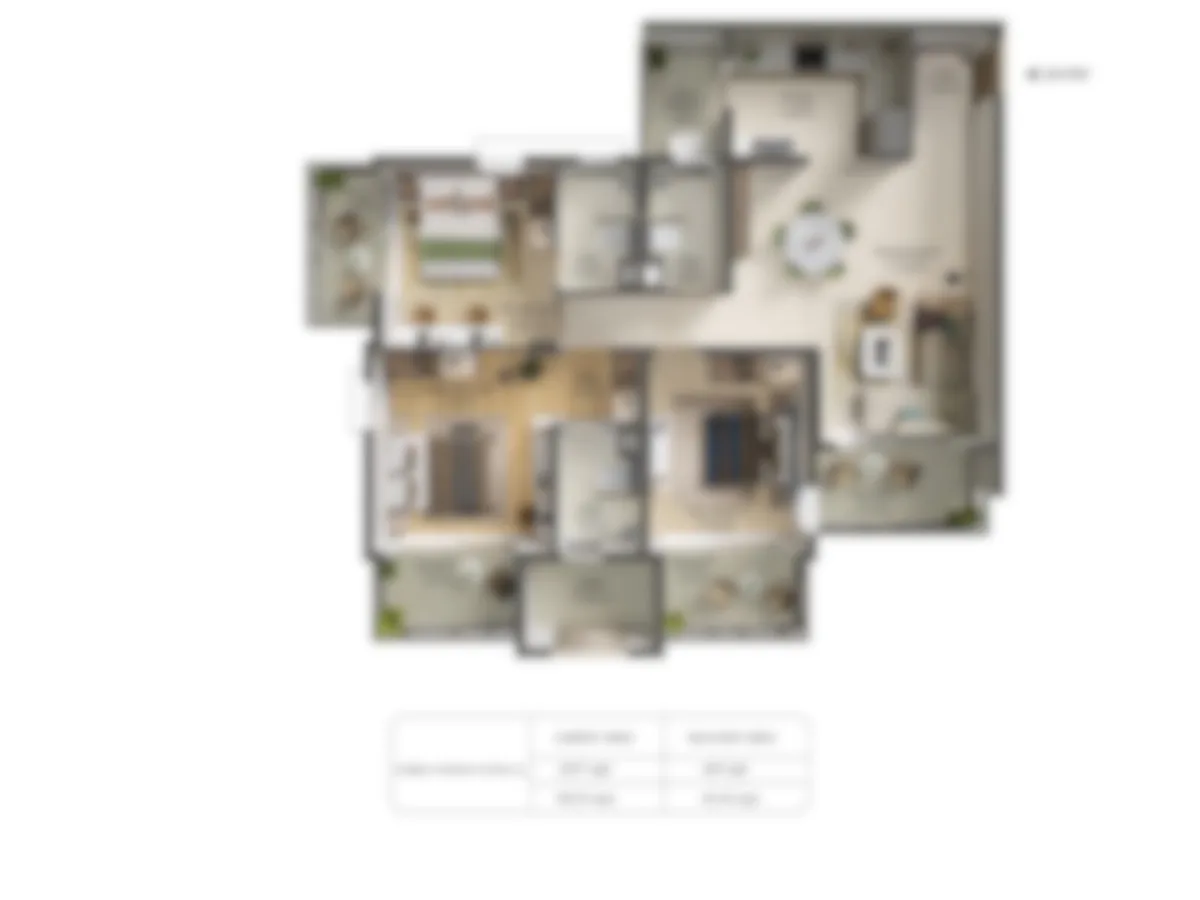 Blurred indicative preview of a 3 BHK plan